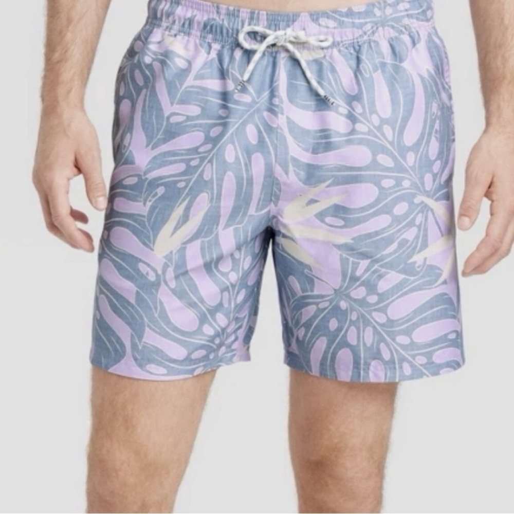 Goodfellow & Co Men's 7” Inseam Purple Tropical Floral Swim Trunks